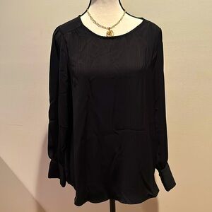 ADRIANNA PAPELL black shadow Stripe sleeve top size S Brand new w/ tags